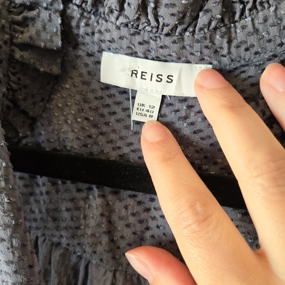 REISS Grey Blue Blouse Size 8 - Picture 5 of 8